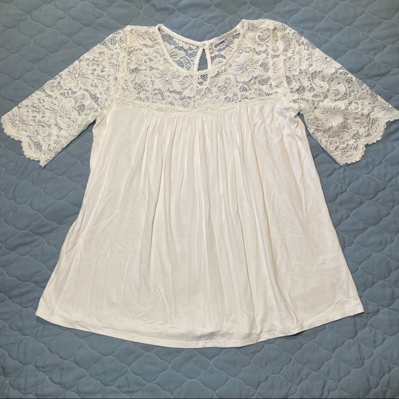 Women’s Green Envelope Lace Yoke Blouse - Picture 2 of 12